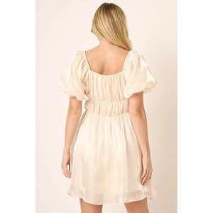 Robe de soirée Mittoshop Mini robe à manches ballons en tissu organza métallisé - Product Image 1