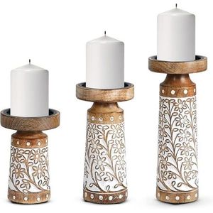 Porte-bougie en bois authentique, artisanat traditionnel, créant un attrait intemporel pour les maisons, les restaurants et les espaces de boutiques. - Product Image 2