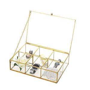 Metal & Glass Storage <b>Box</b> With Metal Frame For Jewelry Organizers And Decorative Use - Product Image 6
