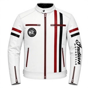 White Indian Zonda MotoCP <b>Racing</b> <b>Jacket</b>/Chaqueta Stylish Leather Riding Gear Protection Level 2 CE Certified - Product Image 1