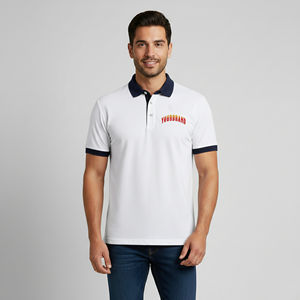 Camisas de hombre de alta calidad, 100% algodón tejido, con logotipo bordado personalizado, cuello en contraste, 3 botones, transpirables, tipo polo. - Product Image 1