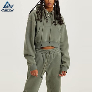 Women Pullover Tracksuit Set Casual Wear Outfits, Plain Long Sleeve <b>Top</b> Product Ladies <b>Crop</b> Hoodie And Jogger Sets - Product Image 4