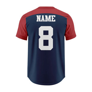 T-shirt de sport 100% polyester à col en V, séchage rapide, respirant, rayé, tricoté, logo personnalisé, chemise de baseball pour homme à manches courtes - Product Image 6