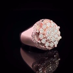 Bague Iced Out motif grappe de fleurs en argent 925 plaqué or avec diamants de laboratoire, style hip-hop pour rappeur, bijou unisexe bling-bling - Product Image 4