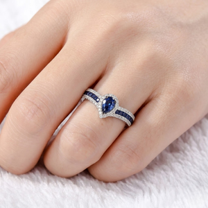 ขายร้อนเครื่องประดับออกแบบล่าสุด 18 พันทองคําขาวเพชรแท้ไพลินสีฟ้า Solitaire หมั้นแหวนพลอยสําหรับผู้หญิง - Product Image 4