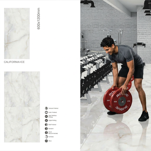 กระเบื้องปูพื้นและผนังลายหินอ่อนเคลือบเงา California Ice ขนาด 600x1200 มม. (60x120 ซม.) รูปแบบขนาดใหญ่ รับประกัน 4 ปี หนา 12 มม. - Product Image 1