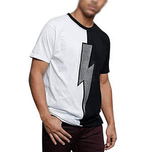 Camiseta de Último Diseño, Alta Calidad, 100% Algodón, Ecológica, de Secado Rápido, Transpirable, Cuello Redondo, Corte Holgado, con Pedrería, para Hombre, Ropa Casual - Product Image 4