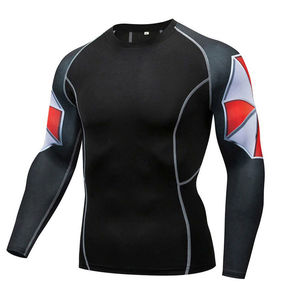 <b>Men's</b> Short Sleeve Anti-UV Rash Guard Sublimation Printed Black Red Quick Dry <b>Compression</b> <b>Shirt</b> MMA BJJ Workout Top - Product Image 6