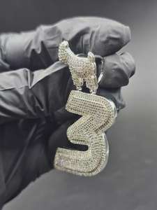 Custom Goat Bail Latter <b>Pendant</b> Hip Hop Bling VVS Moissanite 925 <b>Silver</b> Latter <b>Pendant</b> <b>Initial</b> Lucky Latter Number Logo <b>Pendant</b> - Product Image 4