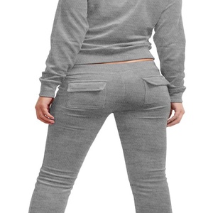Conjunto Deportivo Gris con Capucha para Mujer, Pantalones Largos de Color Sólido, Casuales, con Bolsillos Laterales, Transpirables, para Otoño - Product Image 5