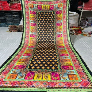 Antiguo indio Banjara Tribal hecho a mano chal mujer elegante bordado Floral patrón espejo tengo que trabajar chales étnicos largos de seda - Product Image 5