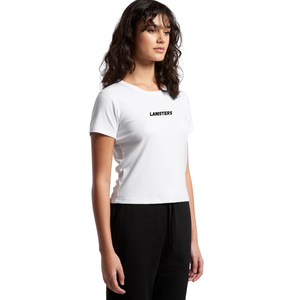 Camiseta de algodón de manga corta con cuello redondo para mujer, ajuste ceñido, estampado en el pecho, espalda lisa, casual, venta al por mayor, OEM, B2B - Product Image 5