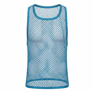 Factory Price Breathable Men Sports Mesh Sleeveless Mesh <b>Singlets</b> for Men Transparent Vest for Sale - Product Image 1