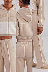Women Chenille Embroidery Long Sleeve Cropped Hoodie Tracksuit Outer Seam Heavy Weight Cotton Fleece <b>Track</b> <b>Suit</b> Ladies - Product Image 6