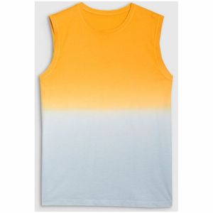 Men's <b>Yellow</b> Blue Pink Printed Sleeveless Tank <b>Top</b> O-Neck Quick Dry Knitted Sporty Workout <b>Vest</b> for Gym - Product Image 3