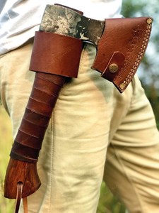 Forged Steel Flat <b>Backed</b> Hatchet With Wood Handle For Splitting Firewood - Product Image 5