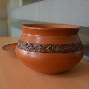 Pot en terre cuite fait main avec couvercle, motif végétal marron, décoration décorative pour la maison, thème nature - Product Image 6