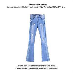 Nouveau Jean Asymétrique Décontracté en Denim 100% Coton pour Femme, Taille Mi-Haute, Tissé, Effet Usé et Déchiré, Automne, XS XXS - Product Image 3