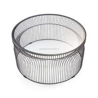 Ensemble de tables basses avec plateau en marbre et verre sur pied en fil métallique/2 Meubles de décoration intérieure pour salon et hall d'entrée