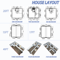 Rumah Kontainer Ekspansi Mewah 20ft 40ft, Rumah Modular Modern dengan Kamar Mandi, Dapur, dan Ruang Tamu Lengkap