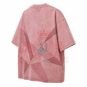 T-shirt décontracté moderne à épaules tombantes effet délavé, en tissu premium, idéal pour les activités quotidiennes en extérieur avec style. - Product Image 4