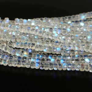 Natural <b>Rainbow</b> Moonstone Faceted Rondelle 5mm 7mm Loose Gemstone Strand For Jewelry Making Wholesale Bulk Genuine Moonstone - Product Image 4