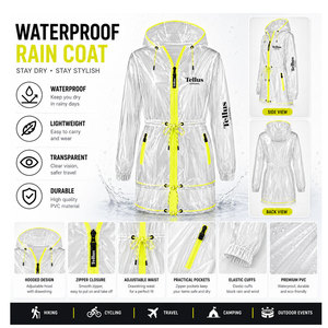 Impermeable 2026 para Mujer, Transpirable, con Capucha, Color Transparente, Largo, Resistente al Viento - Product Image 2