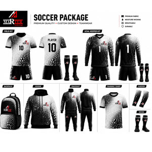Tenue de football de haute qualité, uniforme sportif doux et durable, logo personnalisé, nom et numéro de l'équipe, manches courtes pour les matchs scolaires, de club et de ligue - Product Image 1