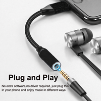 Premium Schwarz Nylon Geflochtenes USB-C auf 3,5mm Audio Aux Kopfhörer Dongle Kabel Adapter für iPhone 17 16 15 Samsung S26 S25