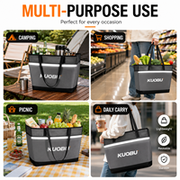 Sac fourre-tout réutilisable réfléchissant OEM ODM, grande capacité, sac de courses, sac à bandoulière pliable pour l'extérieur, logo personnalisé
