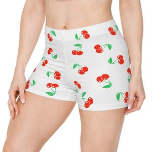 Shorts de Mujer con Estampado de Cerezas, Cintura Media, Cierre Elástico, Estilo Casual, Tejido de Algodón Transpirable, Corte Regular - Product Image 3