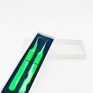 แหนบถอนขนตาเหล็ก45-90องศาผงสีเขียวเคลือบด้วยวัสดุสเตนเลสกันไฟฟ้าสถิตย์สีดำคงทน - Product Image 5