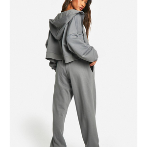 Chándal de entrenamiento de fútbol OEM, chaqueta deportiva sexy, ropa deportiva al por mayor, conjunto de joggers de algodón pesado liso para mujer - Product Image 6