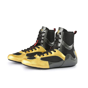 Chaussures de boxe haut de gamme respirantes à lacets en triple maille, cuir synthétique, semelle antidérapante résistante à l'usure, légères, prêtes à être expédiées - Product Image 1