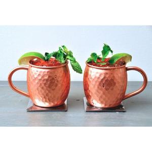 <b>Hot</b>/Cold Water Resistance Natural Finish Copper Moscow Mule Mugs Set of 2 Hammered Design Premium Quality Beer Mugs Gifts Sets - Product Image 1
