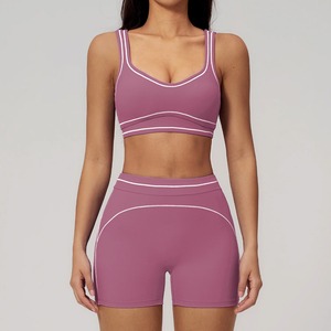<b>White</b> High Waist Solid Yoga Leggings <b>Set</b> Elastic Waist Stretch Sports Bra and Shorts <b>2</b> <b>Piece</b> Fitness Workout Activewear - Product Image 5