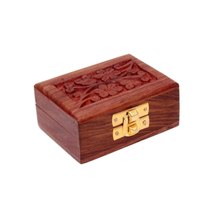 Wooden <b>Jewellery</b> <b>Box</b> With Hand Carved Floral Motifs And Brass Inlay Luxury <b>Vintage</b> Wood Trinket <b>Box</b> Wholesale Decorative <b>Box</b> - Product Image 4