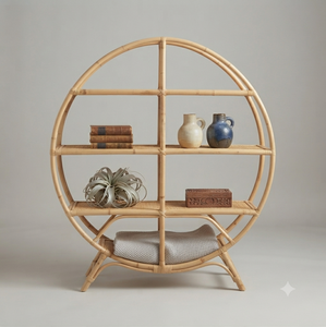 Handmade Natural Rattan Adjustable Display Shelf Traditional Style Decorative Storage Organizer for Living Room Hotel Home - Product Image 2