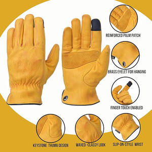 Gants de travail robustes en cuir de vachette pleine fleur, durables pour la construction, le jardinage, la ferme et la sécurité des conducteurs - Product Image 3
