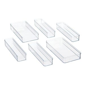 Set di 6 Organizzatori Trasparenti in Plastica per Cassetti, Regolabili per Armadio, Cucina, Camera da Letto - Product Image 1