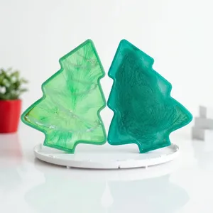 Customized Eco-Friendly Waterproof Resin Christmas <b>Tree</b> Shape Handicraft Indoor Tabletop Decor <b>with</b> Ornament Green Color - Product Image 3