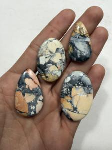 Cabochon ovale en jaspe Maligano, agate naturelle polie, pierre précieuse en vrac pour la fabrication de bijoux - Product Image 6