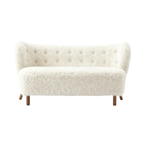 Minimal Elegance, sofá seccional moderno de terciopelo de dos asientos, patas de madera maciza, estilo crema, blanco, recto, reclinable, para Hotel, almacén, Parque - Product Image 6