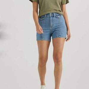 New Women's Casual Stretchy Summer <b>Denim</b> Shorts Summer High Mid Waisted Design Customize <b>Denim</b> Women's Shorts - Product Image 2