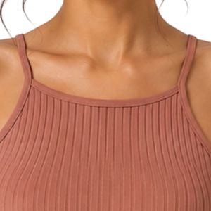 Customized <b>Rose</b> Brown Women Ribbed Knit Crop Tank <b>Top</b> Sleeveless Scoop Neck Stretch Slim Fit Casual Summer Camisole Wholesale - Product Image 5