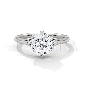 Bague en or rose massif 14 carats avec diamant moissanite VVS taille ronde serti de griffes, bague de fiançailles et de mariage, cadeau pour elle, cadeau d'anniversaire - Product Image 5