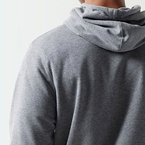 Men's Hooded Fleece <b>Sweatshirt</b> 100% Cotton Regular Fit Solid Gray Casual Pullover with Pocket Autumn Wear - Product Image 2