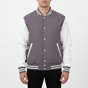 Mens Casual Varsity Jacket Cotton Polyester 340 GSM Regular Fit <b>Button</b> Front Long Sleeve Daily Wear OEM Service - Product Image 1