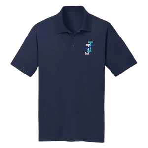 Polo de malla de secado rápido para hombre, azul marino, con diseño bordado, manga corta, con cuello, ropa deportiva informal. - Product Image 1