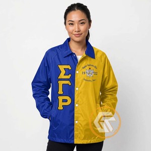 GREEK TREASURES เสื้อแจ็คเก็ตโค้ชสำหรับผู้หญิงแบบกำหนดเอง ปักลาย Sigma Gamma Rho กันน้ำ แห้งเร็ว กันลม ระบายอากาศได้ดี สำหรับฤดูร้อน - Product Image 4